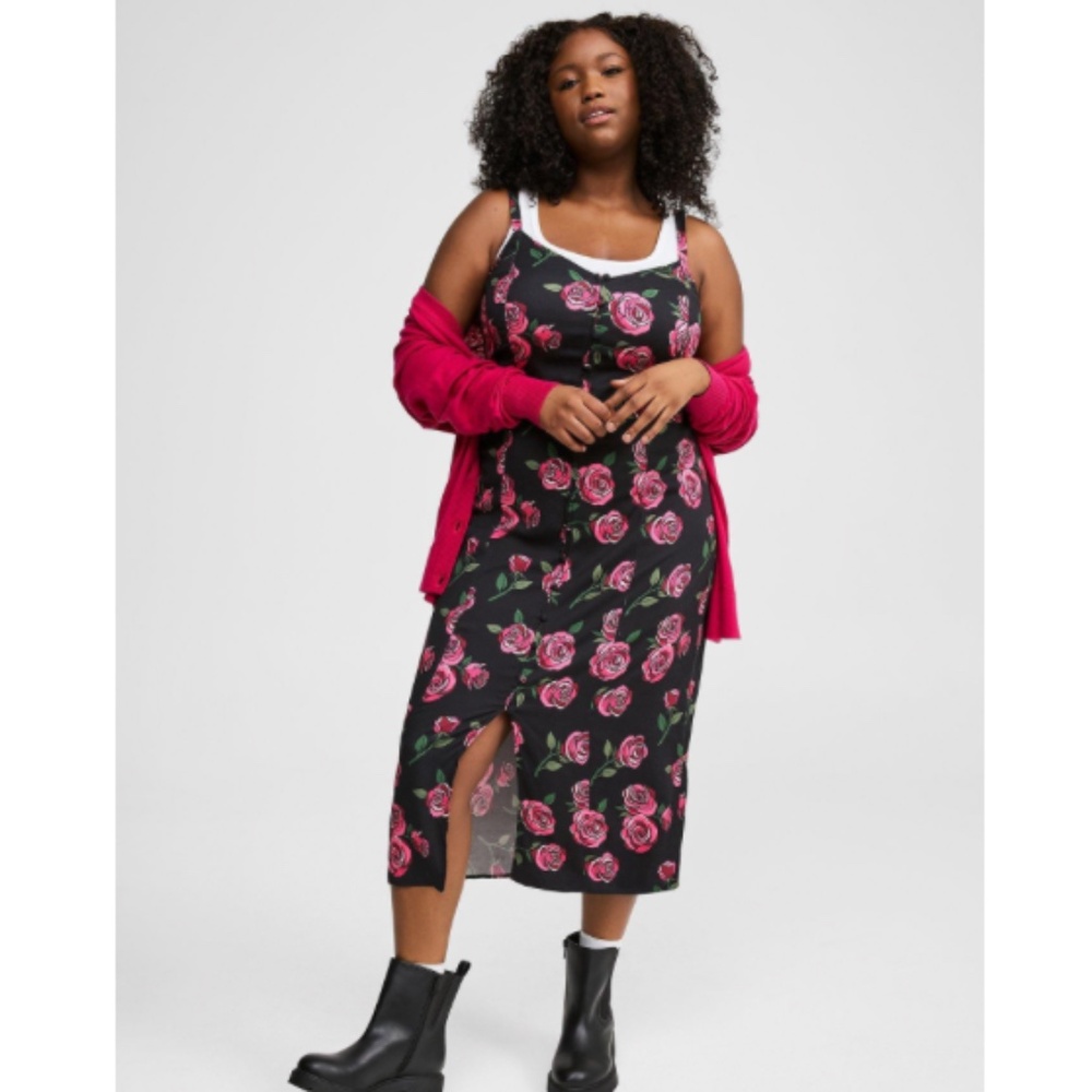 Tea Length Stretch Challis Lace-Up Slip Dress, 12-14